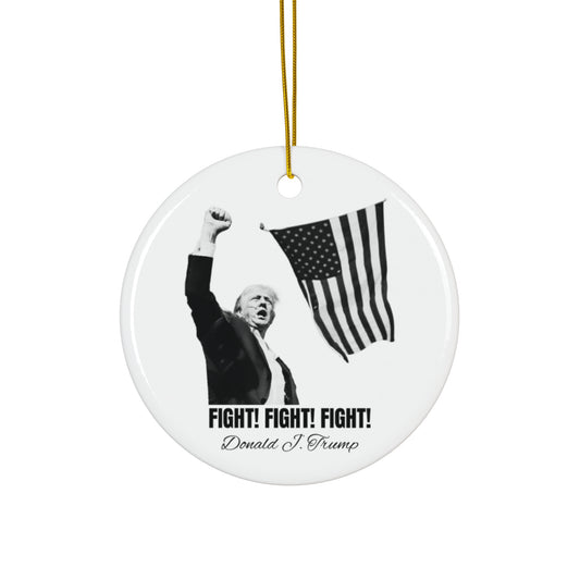 Fight! Fight! Fight! Ceramic Christmas Ornament